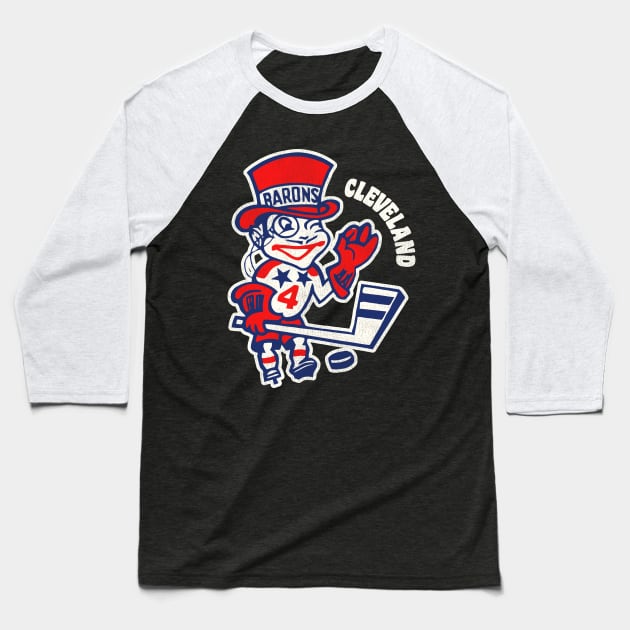 Retro Defunct Cleveland Barons Hockey Team '76-'78 Baseball T-Shirt by darklordpug